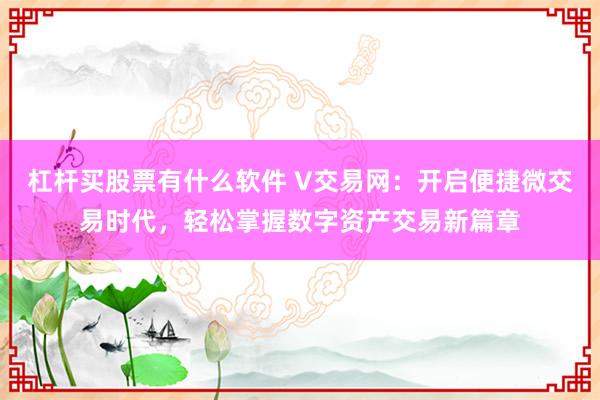 杠杆买股票有什么软件 V交易网：开启便捷微交易时代，轻松掌握数字资产交易新篇章