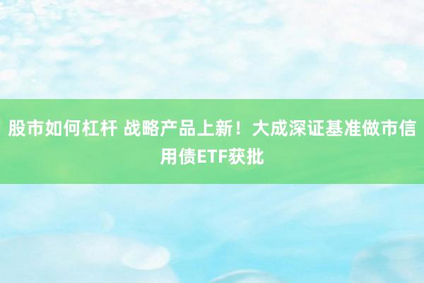 股市如何杠杆 战略产品上新！大成深证基准做市信用债ETF获批