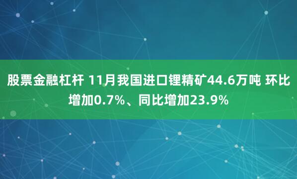 股票金融杠杆 11月我国进口锂精矿44.6万吨 环比增加0.7%、同比增加23.9%