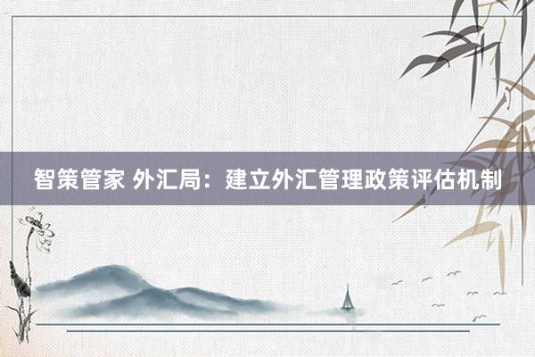 智策管家 外汇局：建立外汇管理政策评估机制