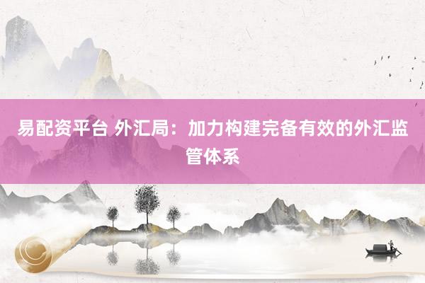 易配资平台 外汇局：加力构建完备有效的外汇监管体系